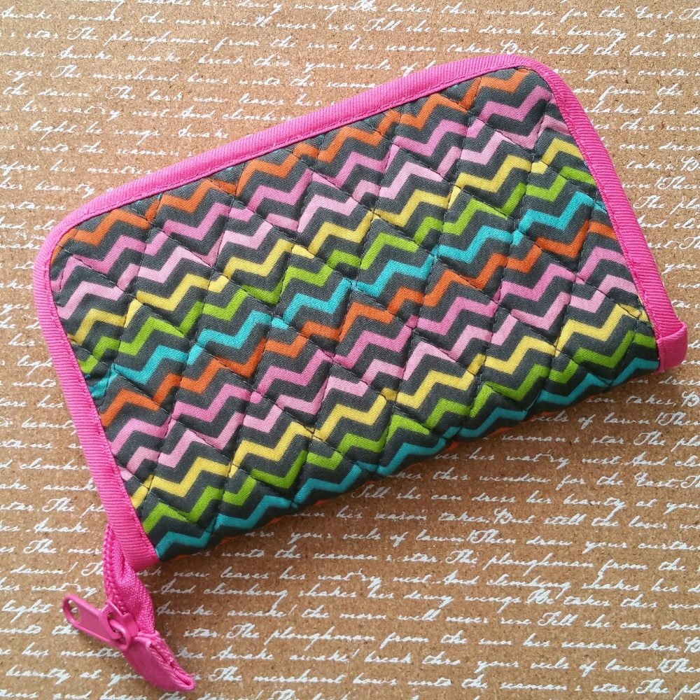 No Name Rainbow Colored Chevron Billfold W/ Zipper